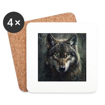 Wikinger Wolf Odins Wölfe Geri & Freki Valhalla - Untersetzer (4er-Set) - Weiß - Vorne