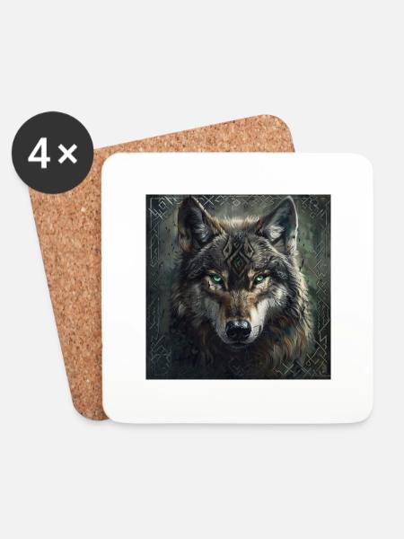 Wikinger Wolf Odins Wölfe Geri & Freki Valhalla - Untersetzer (4er-Set) - Weiß