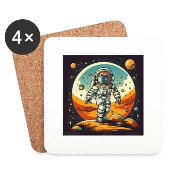 Astronaut T-Shirt, Off to the Universe - Coasters (set of 4) - white - Front