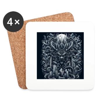 Dragon de la ville - Dessous de verre (lot de 4) - blanc - Devant