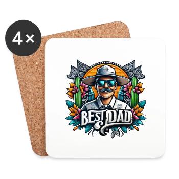 Bester Papa - Untersetzer (4er-Set) - Weiß - Vorne