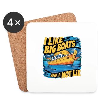 i like big boats and I can not lie shirt design - Coasters (set of 4) - white - Front