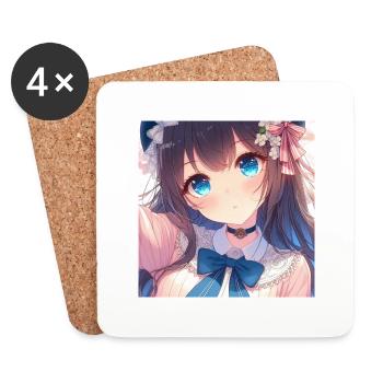 Anime Blaue Augen - Untersetzer (4er-Set) - Weiß - Vorne