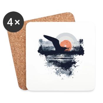 Seagull Seabird Lighthouse - Coasters (set of 4) - white - Front