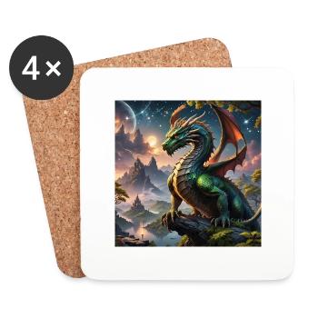 Dragon 1 - Untersetzer (4er-Set) - Weiß - Vorne