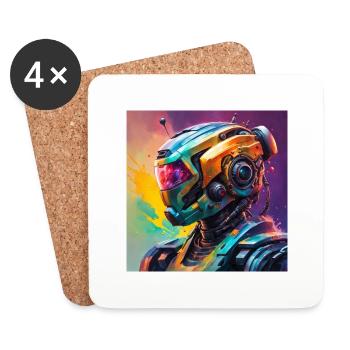 Affiche Cyborg - Dessous de verre (lot de 4) - blanc - Devant