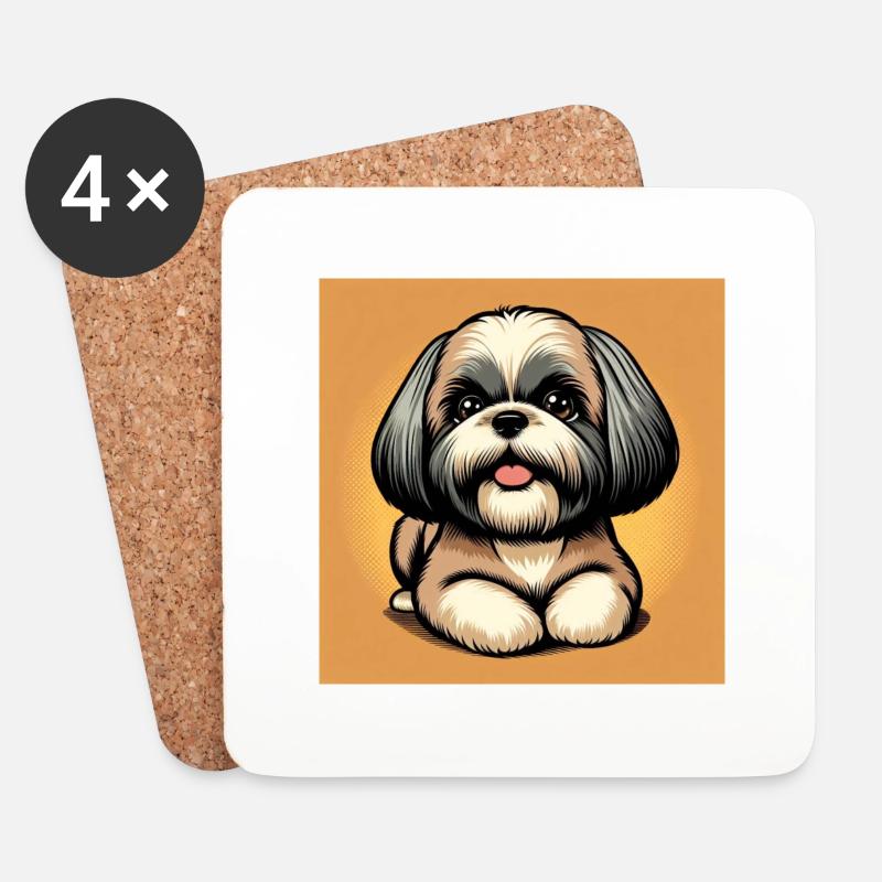 Pawsome Shih Tzu Delight - Untersetzer (4er-Set) - Weiß