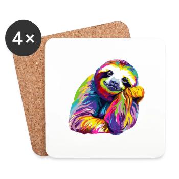 Sloth bored - Coasters (set of 4) - white - Front