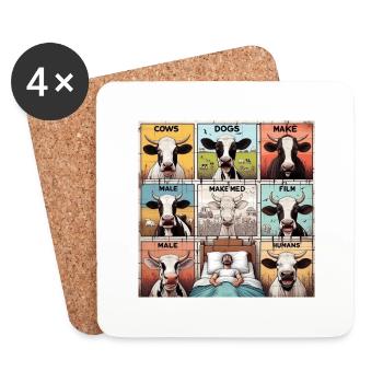 COWS AND DOGS G - Dessous de verre (lot de 4) - blanc - Devant