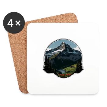 Schweizer Berge - Untersetzer (4er-Set) - Weiß - Vorne