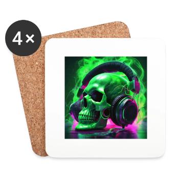 Neon Totenkopf Beats - Untersetzer (4er-Set) - Weiß - Vorne