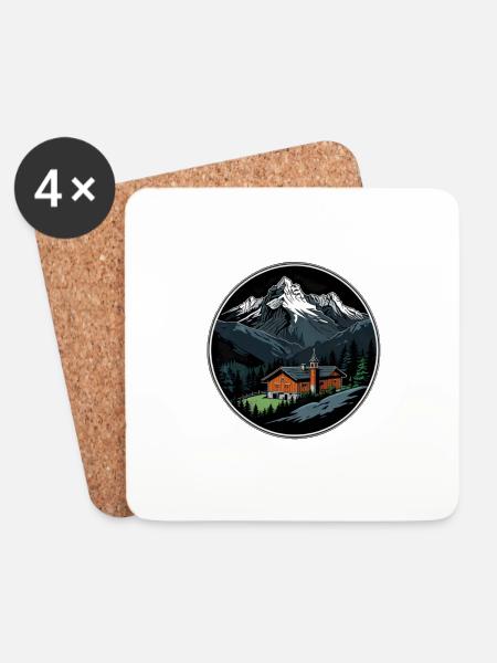 Schweizer Berge - Untersetzer (4er-Set) - Weiß