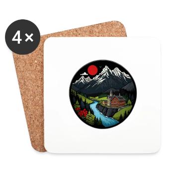 Montagnes suisses - Dessous de verre (lot de 4) - blanc - Devant