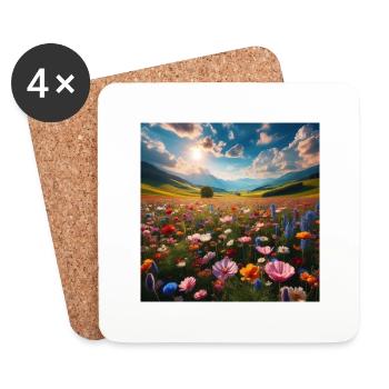 Blumen-Flucht - Untersetzer (4er-Set) - Weiß - Vorne