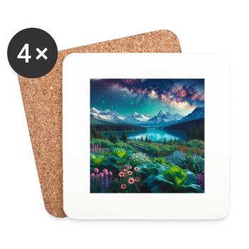 Nuit Étoilée sur Jardin montagneux - Dessous de verre (lot de 4) - blanc - Devant
