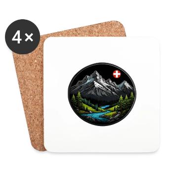 Montagnes suisses - Dessous de verre (lot de 4) - blanc - Devant