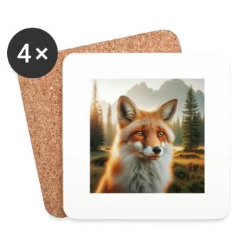 Renard - Dessous de verre (lot de 4) - blanc - Devant