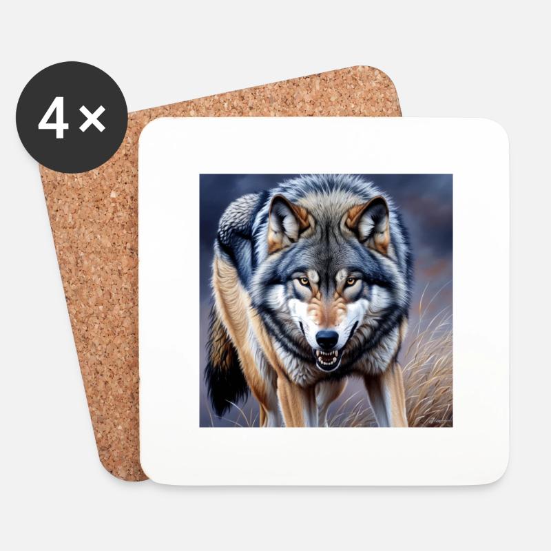 Wolf - Coasters (set of 4) - white