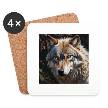 Wolf - Untersetzer (4er-Set) - Weiß - Vorne