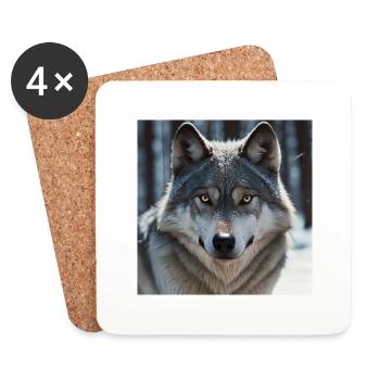 Wolf - Untersetzer (4er-Set) - Weiß - Vorne