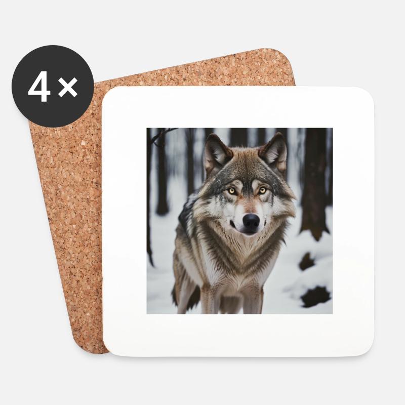 Wolf - Coasters (set of 4) - white