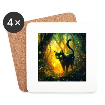 FANTASY Forest Cat 6 - Untersetzer (4er-Set) - Weiß - Vorne