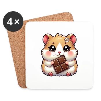 Schoko Hamster - Untersetzer (4er-Set) - Weiß - Vorne