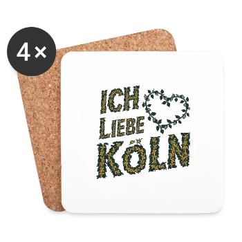 Ich liebe Koln, flowers, Köln, NRW. - Coasters (set of 4) - white - Front