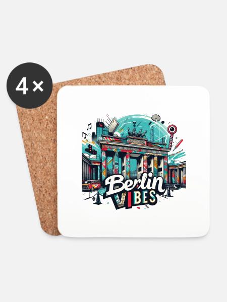 Berlin Vibes - Brandenburger Tor, Abschlussfahrt - Untersetzer (4er-Set) - Weiß