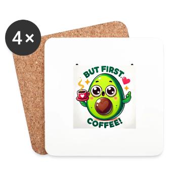 Funny Avocado Coffee Lover Shirt - Coasters (set of 4) - white - Front