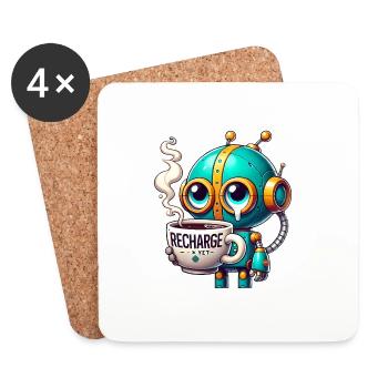 Auflademodus des CoffeeFueled-Roboters - Untersetzer (4er-Set) - Weiß - Vorne