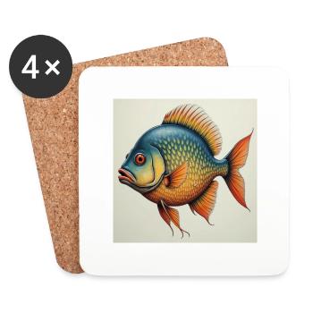 Fisch - Untersetzer (4er-Set) - Weiß - Vorne