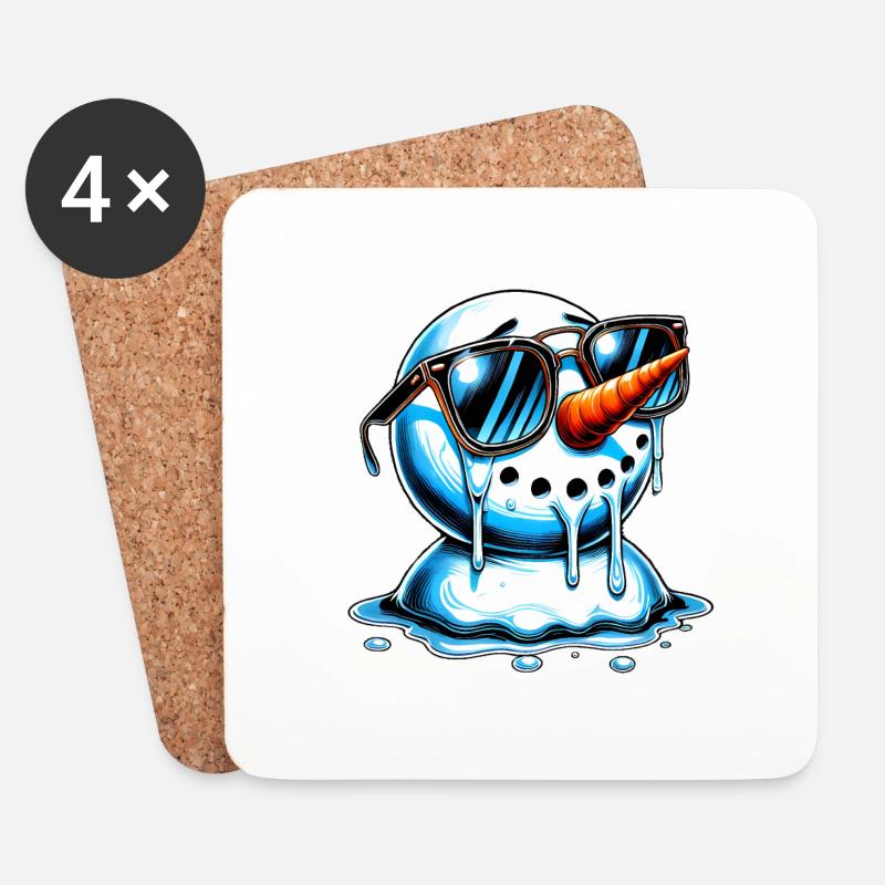 Schmelzender Schneemann mit kühlen Farbtönen - Untersetzer (4er-Set) - Weiß