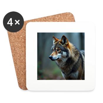 Wolf - Untersetzer (4er-Set) - Weiß - Vorne