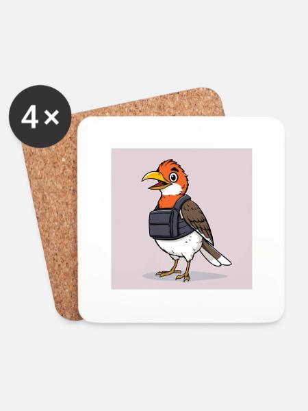 Baddass Birdie - Untersetzer (4er-Set) - Weiß