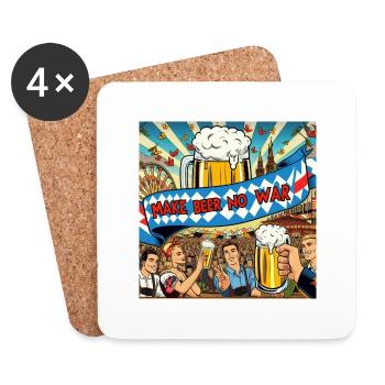 MAKE BEER NO WAR 3 - Untersetzer (4er-Set) - Weiß - Vorne