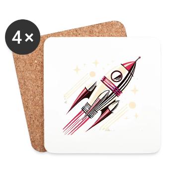 Retro SpaceAge Rakete Vektor Design - Untersetzer (4er-Set) - Weiß - Vorne