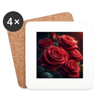 Pluie de rose - Dessous de verre (lot de 4) - blanc - Devant