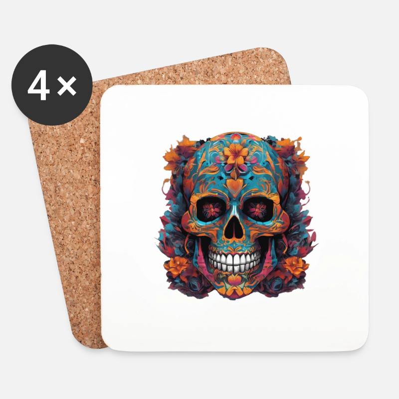 Toten Skull – Einzigartig auch im Alltag! - Untersetzer (4er-Set) - Weiß