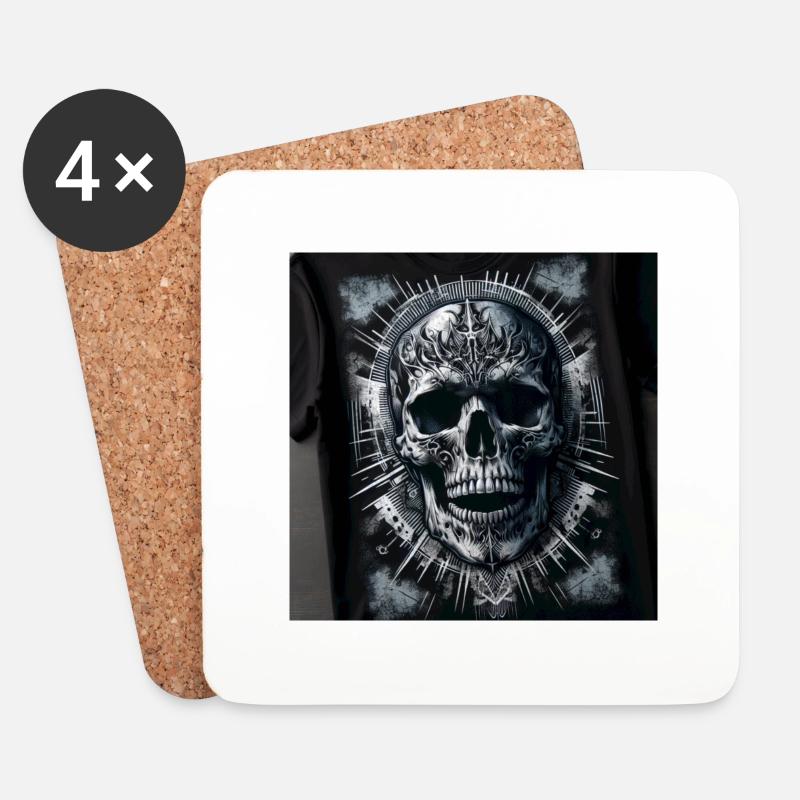 T-shirt mit Totenkopf - Untersetzer (4er-Set) - Weiß