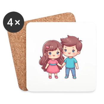 Couple de bandes dessinées - Dessous de verre (lot de 4) - blanc - Devant