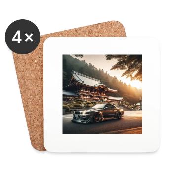 JDM Tempel - Untersetzer (4er-Set) - Weiß - Vorne