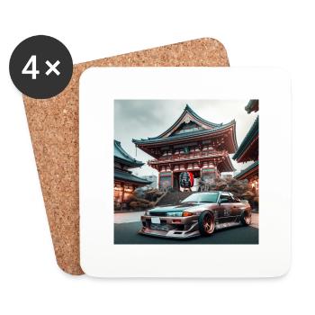 JDM Tempel - Untersetzer (4er-Set) - Weiß - Vorne