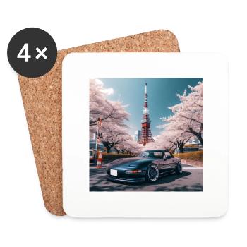JDM Tower - Untersetzer (4er-Set) - Weiß - Vorne