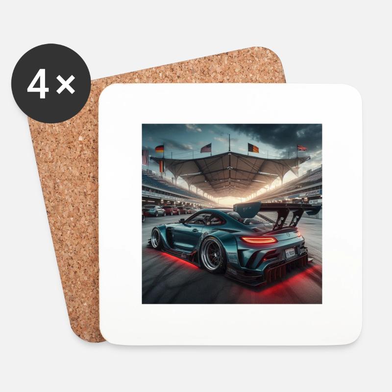 Auto - Untersetzer (4er-Set) - Weiß