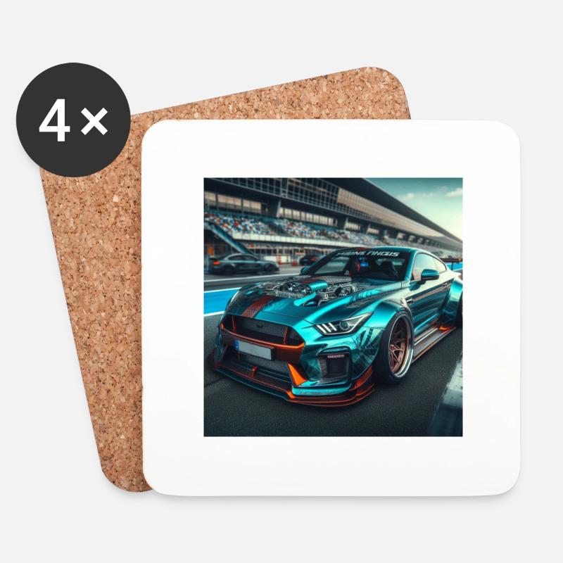 Auto - Untersetzer (4er-Set) - Weiß