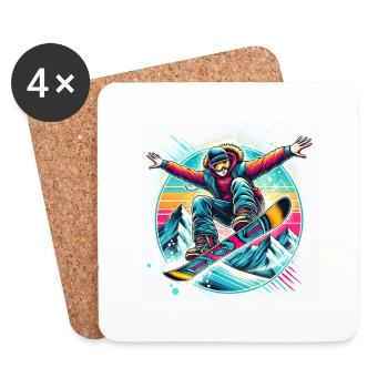 Snowboard Jump - Untersetzer (4er-Set) - Weiß - Vorne