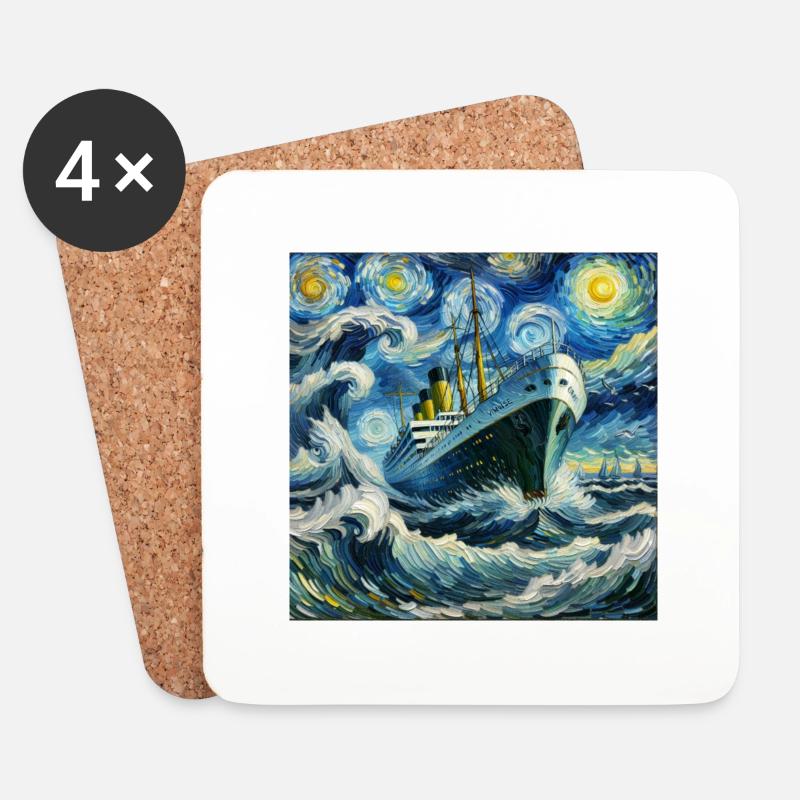 Kreuzfahrtschiff Sturm - Untersetzer (4er-Set) - Weiß