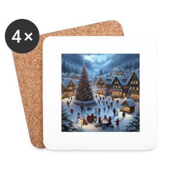 Motifs de Noël - Dessous de verre (lot de 4) - blanc - Devant