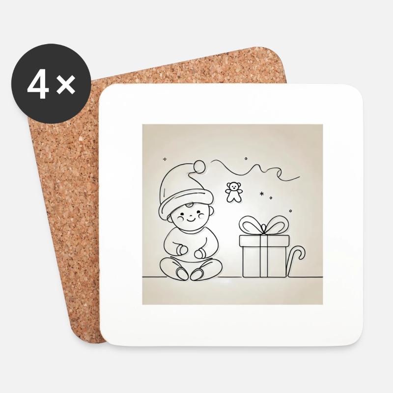 Santas-Baby Weihnachten - Untersetzer (4er-Set) - Weiß